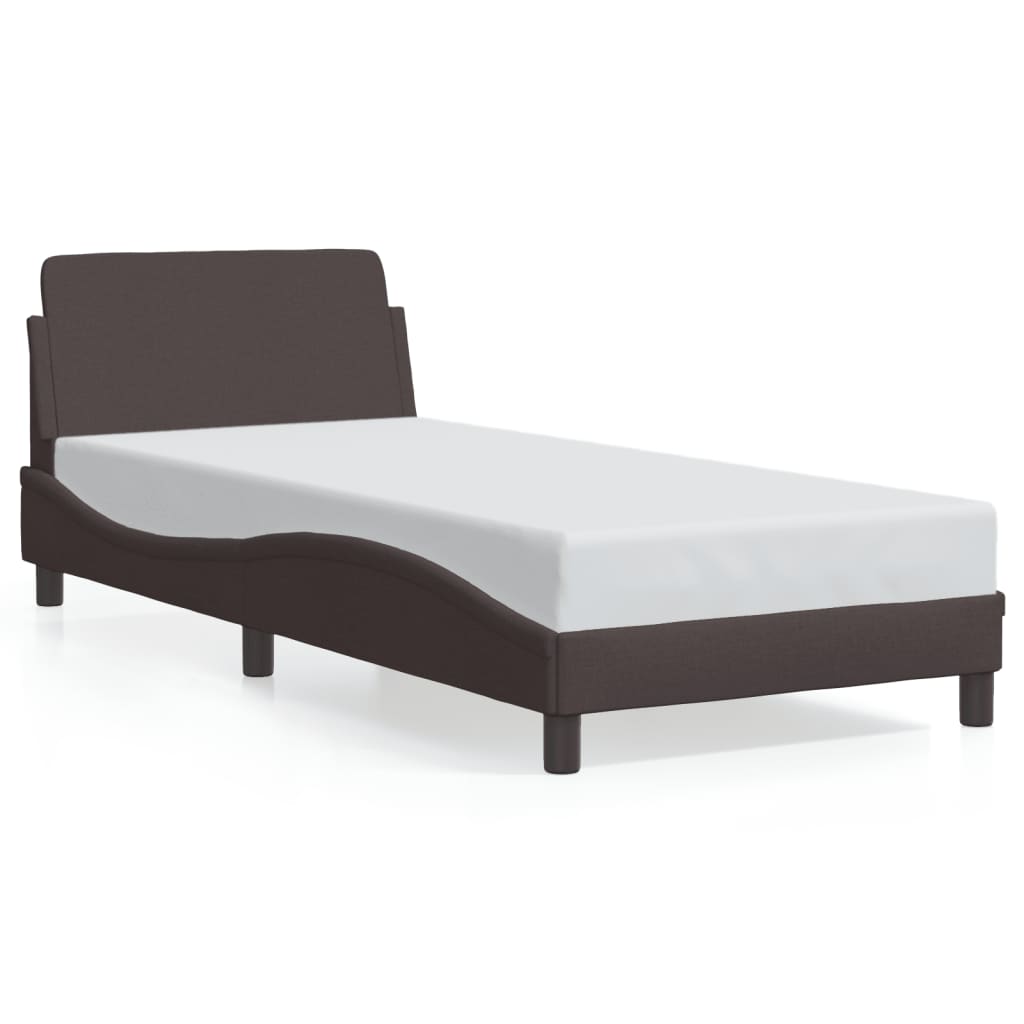 Cadre de lit sans matelas marron foncé 90x200 cm tissu - XIOS