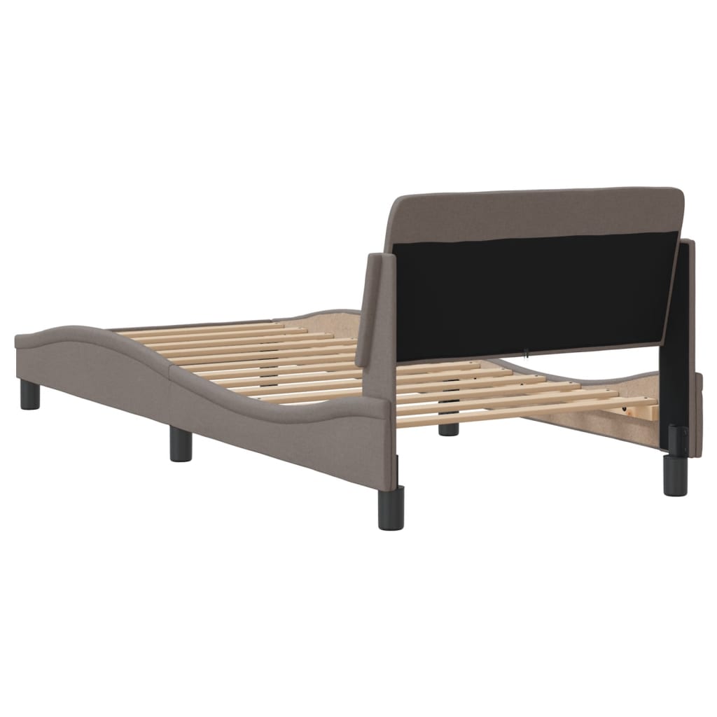 Cadre de lit avec tête de lit sans matelas taupe 90x200cm tissu - XIOS