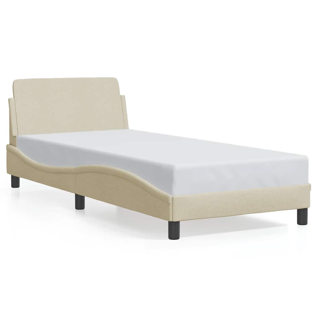Cadre de lit avec tête de lit Dover crème 90x200cm tissu - XIOS
