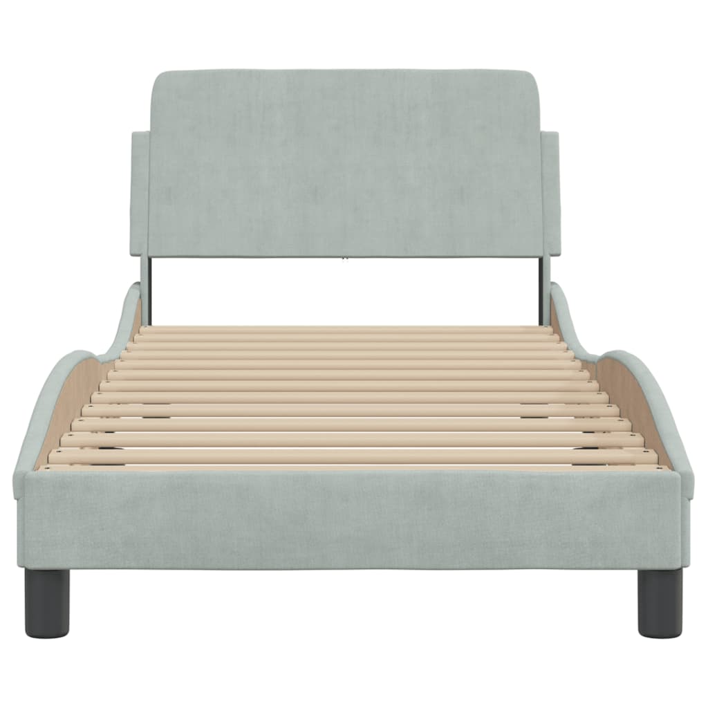 Cadre de lit sans matelas gris clair 90x200 cm velours - XIOS
