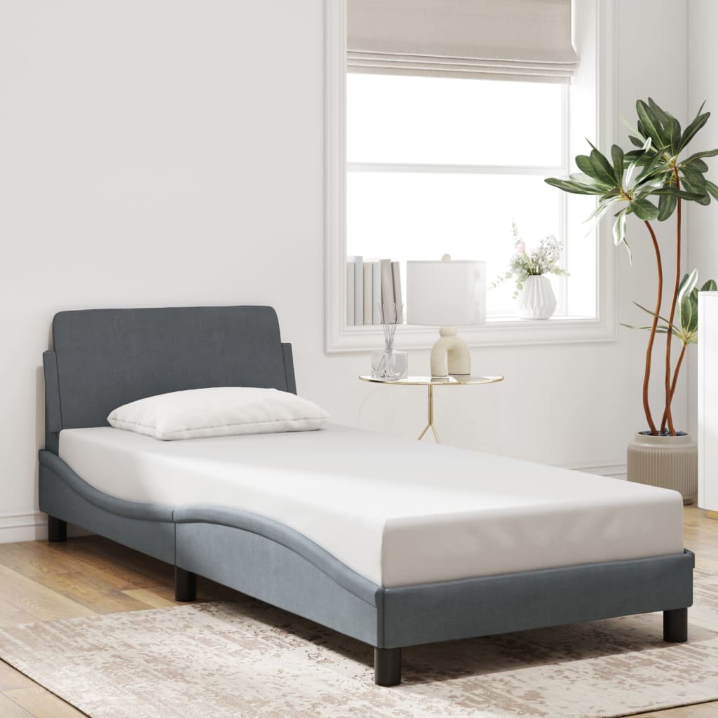 Cadre de lit sans matelas gris foncé 90x200 cm velours - XIOS