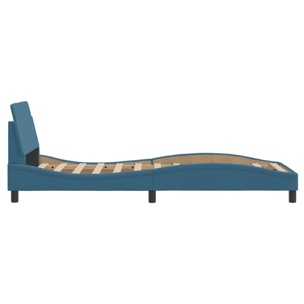 Cadre de lit avec tête de lit Dover bleu 90x200 cm velours - XIOS