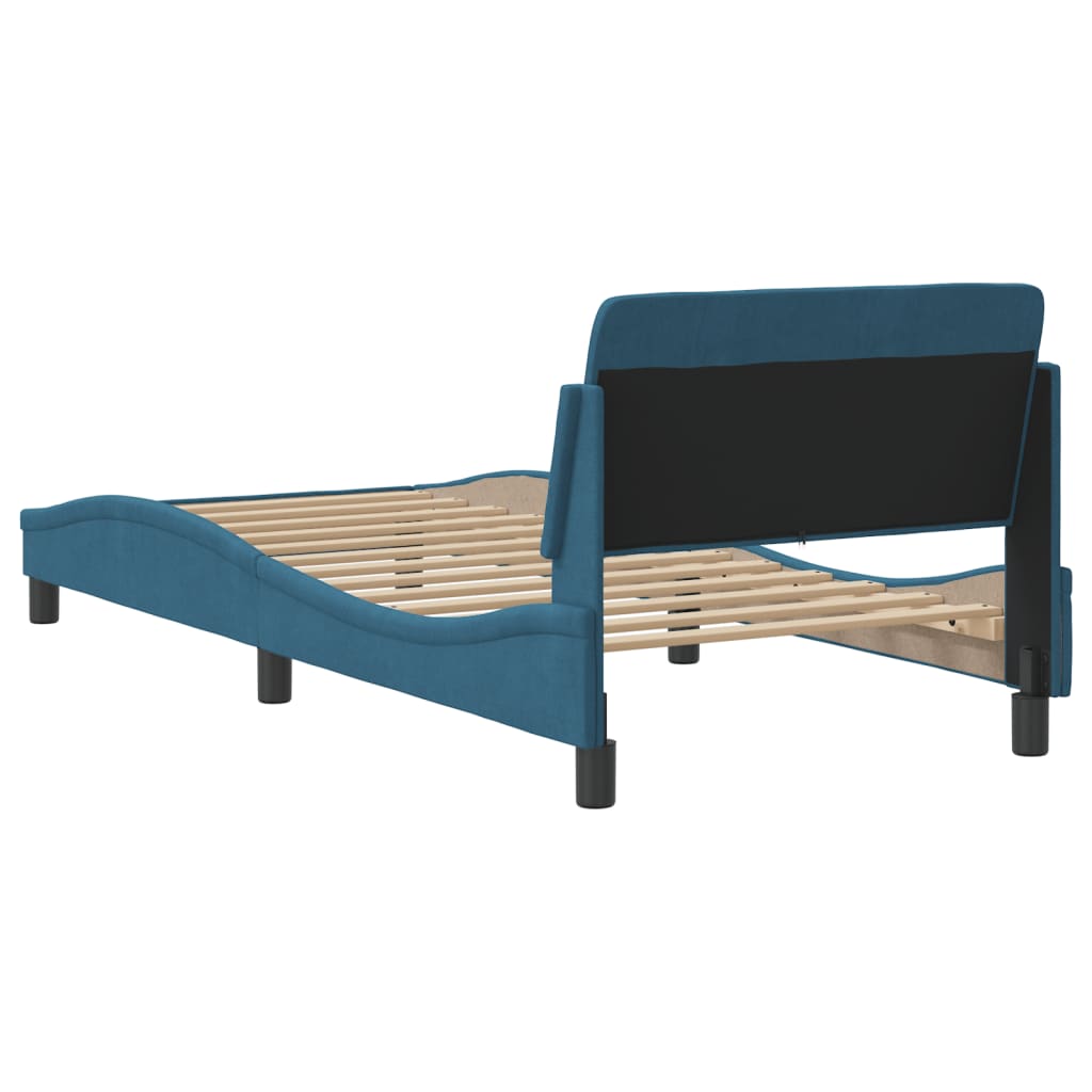 Cadre de lit avec tête de lit Dover bleu 90x200 cm velours - XIOS