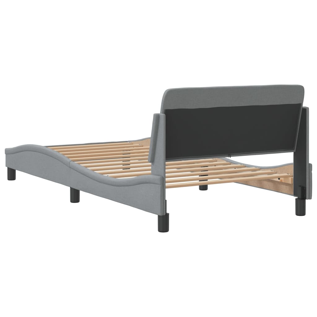 Cadre de lit sans matelas gris clair 100x200 cm tissu - XIOS