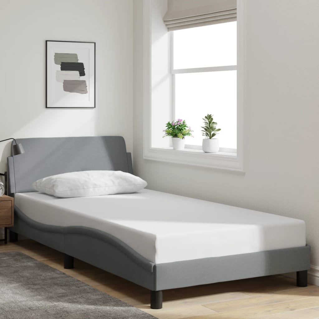 Cadre de lit sans matelas gris clair 100x200 cm tissu - XIOS