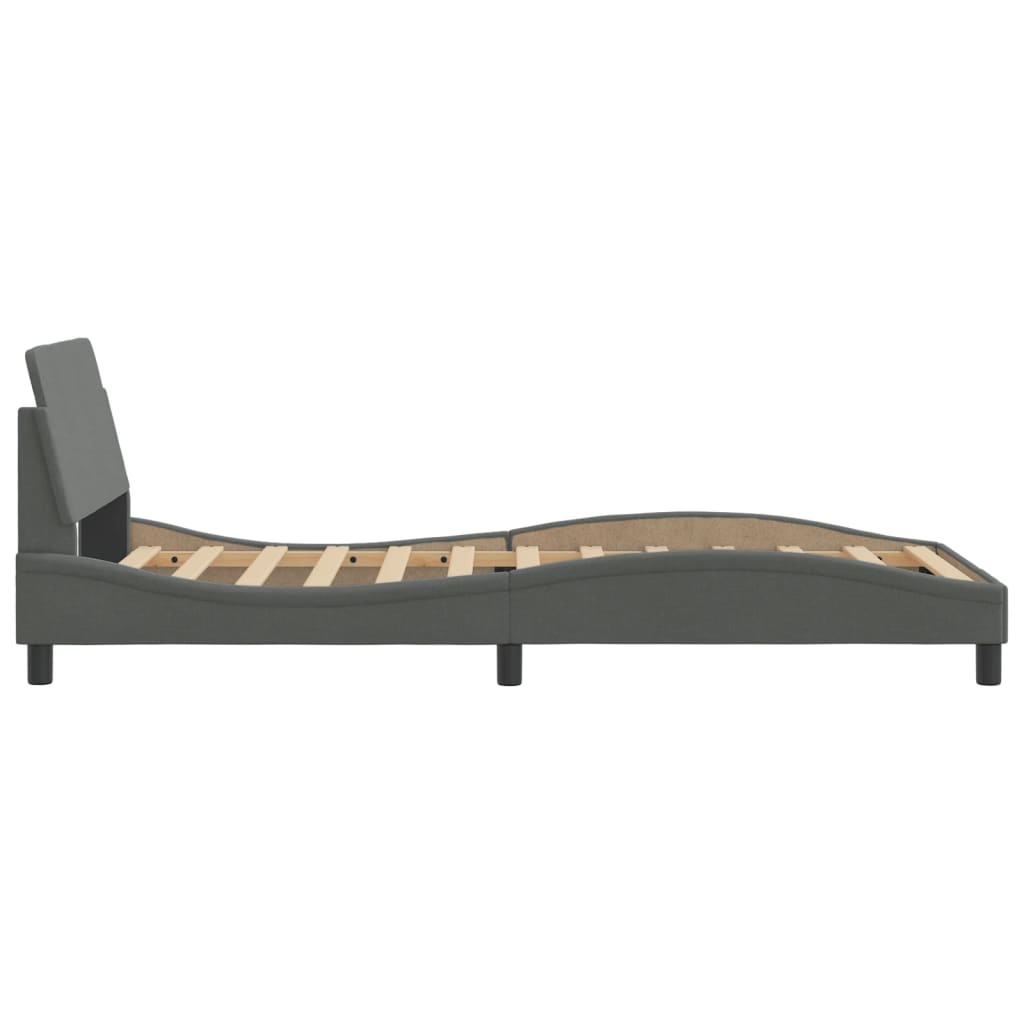 Cadre de lit sans matelas gris foncé 100x200 cm tissu - XIOS