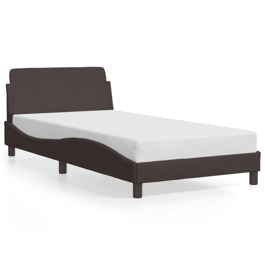 Cadre de lit sans matelas marron foncé 100x200 cm tissu - XIOS