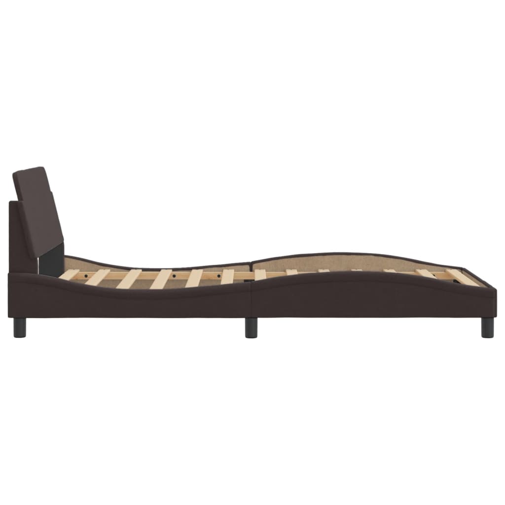 Cadre de lit sans matelas marron foncé 100x200 cm tissu - XIOS