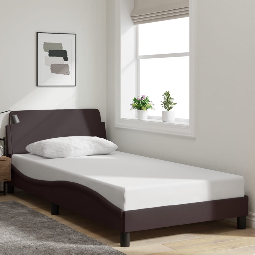 Cadre de lit sans matelas marron foncé 100x200 cm tissu - XIOS