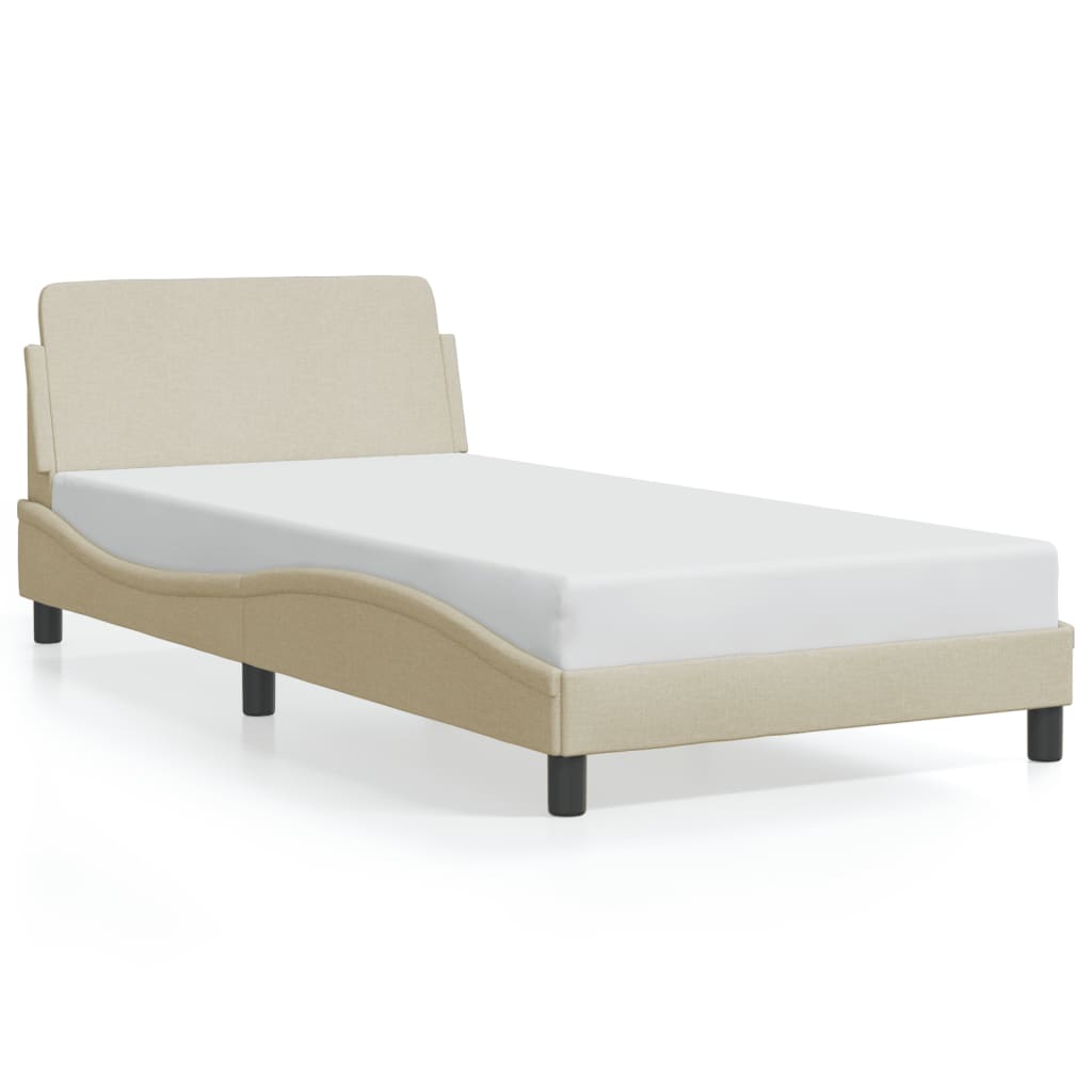 Cadre de lit sans matelas crème 100x200 cm tissu - XIOS