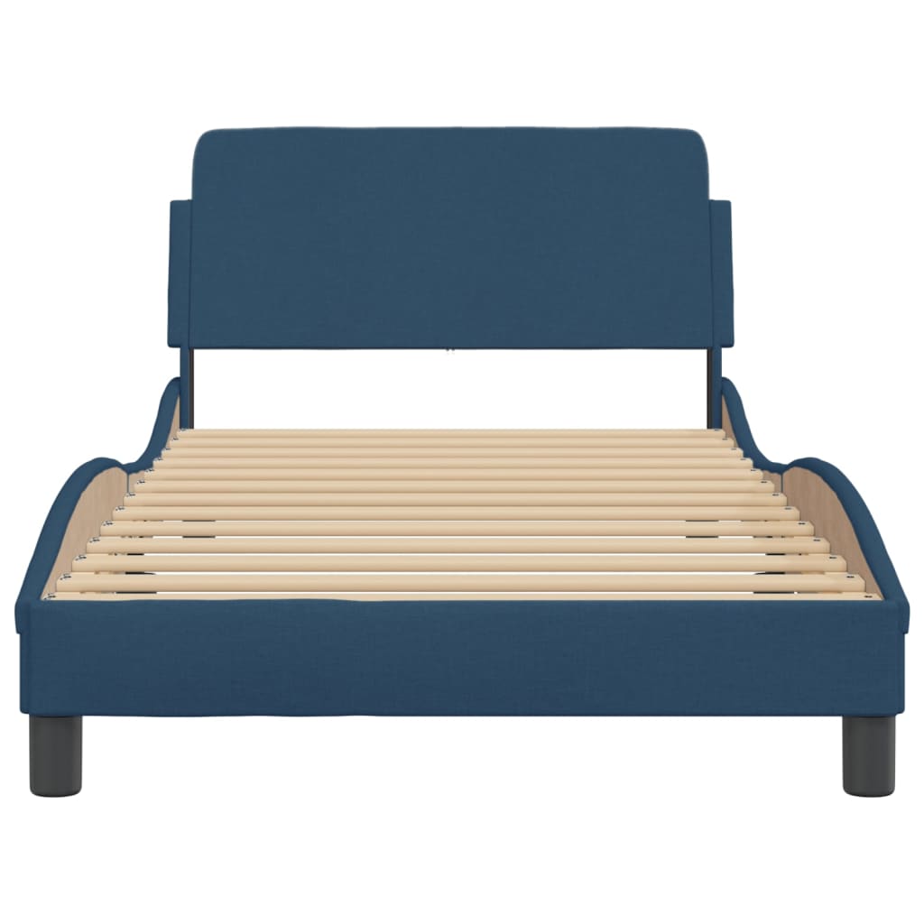 Cadre de lit avec tête de lit sans matelas bleu 100x200cm tissu - XIOS