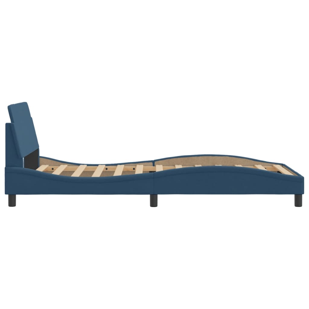 Cadre de lit avec tête de lit sans matelas bleu 100x200cm tissu - XIOS