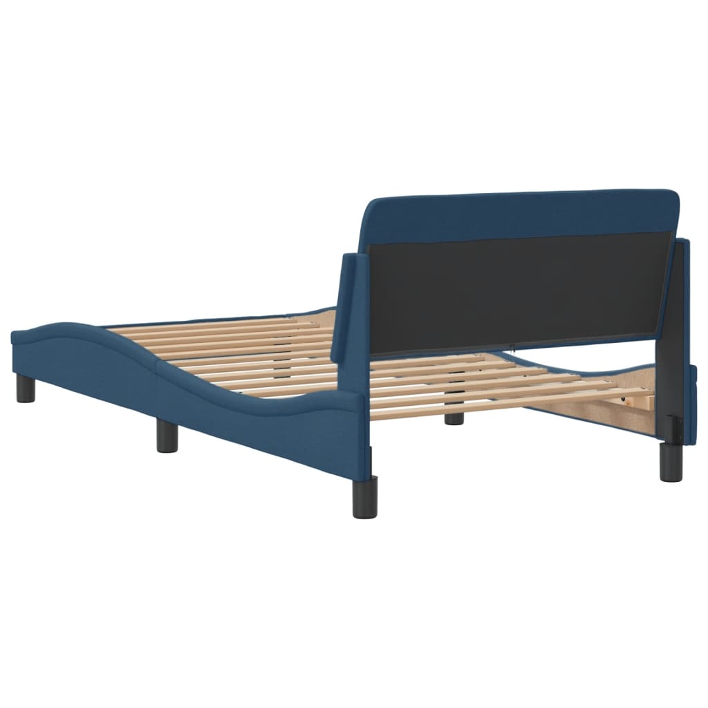 Cadre de lit avec tête de lit sans matelas bleu 100x200cm tissu - XIOS