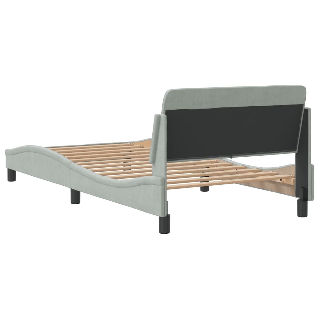 Cadre de lit sans matelas gris clair 100x200 cm velours - XIOS