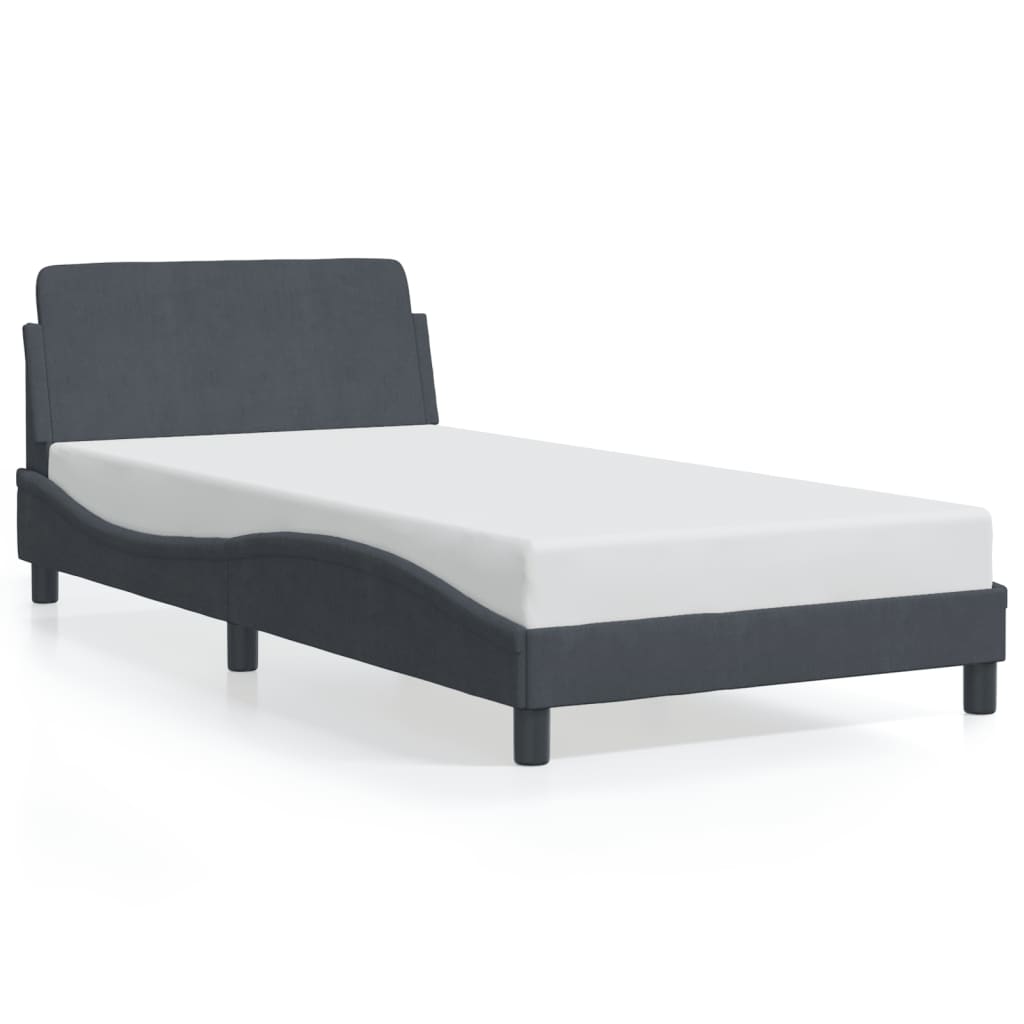 Cadre de lit sans matelas gris foncé 100x200 cm velours - XIOS