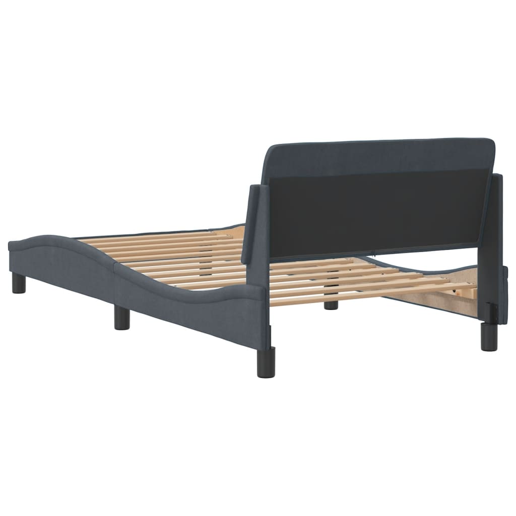 Cadre de lit sans matelas gris foncé 100x200 cm velours - XIOS
