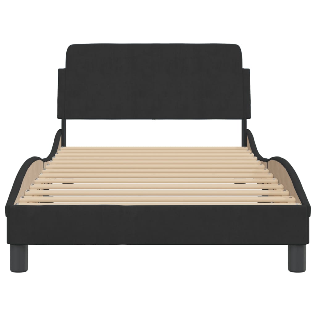 Cadre de lit sans matelas noir 100x200 cm velours - XIOS