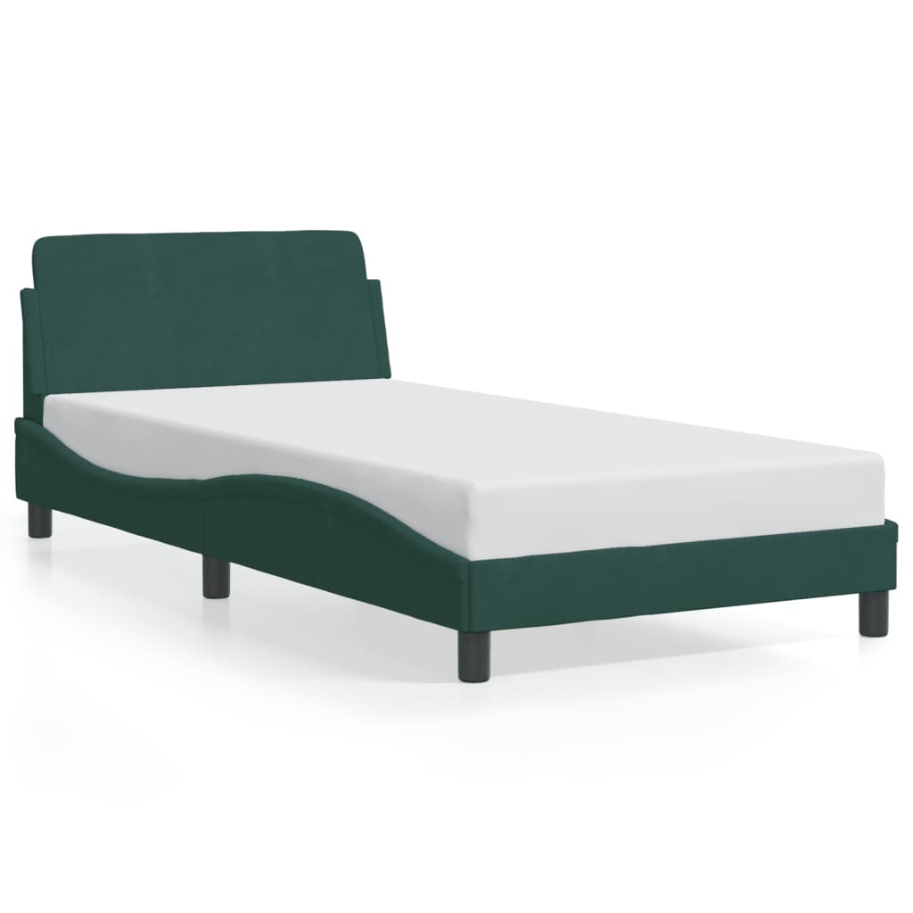 Cadre de lit sans matelas vert foncé 100x200 cm velours - XIOS