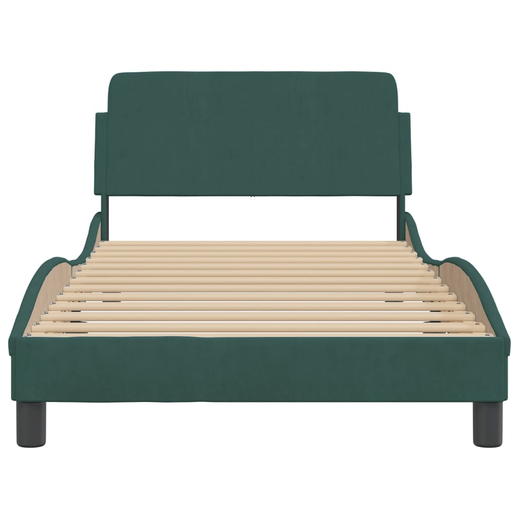 Cadre de lit sans matelas vert foncé 100x200 cm velours - XIOS