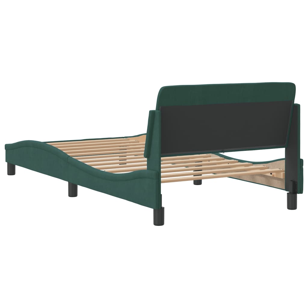 Cadre de lit sans matelas vert foncé 100x200 cm velours - XIOS
