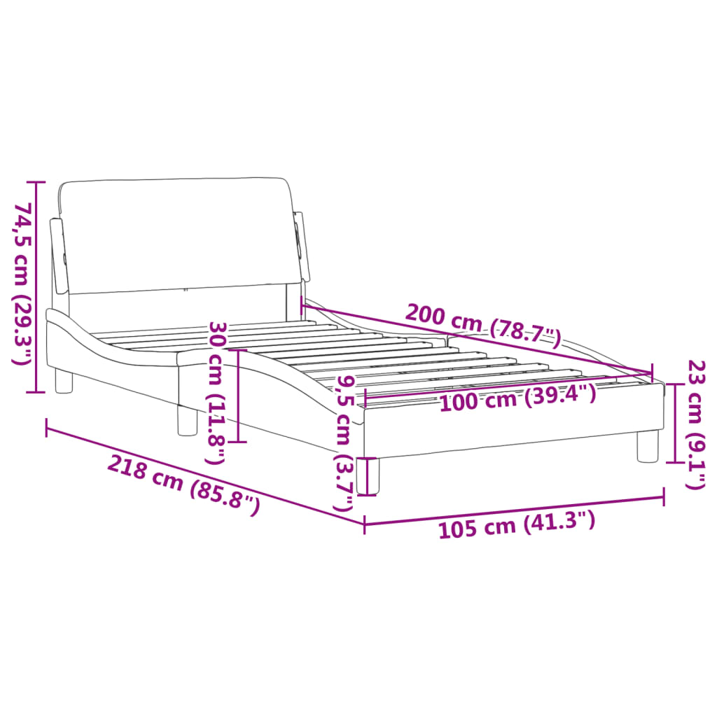 Cadre de lit Dover blanc 100x200 cm similicuir - XIOS