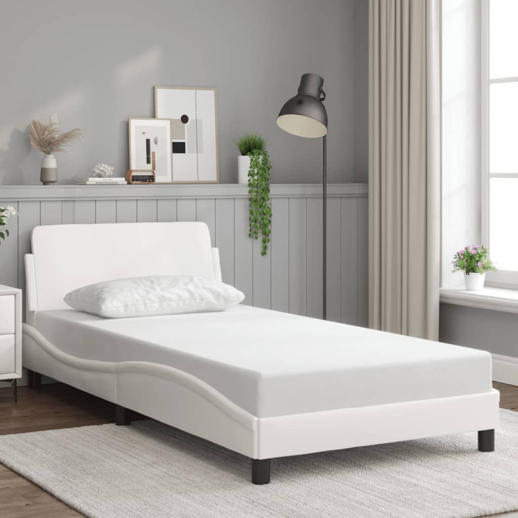 Cadre de lit Dover blanc 100x200 cm similicuir - XIOS
