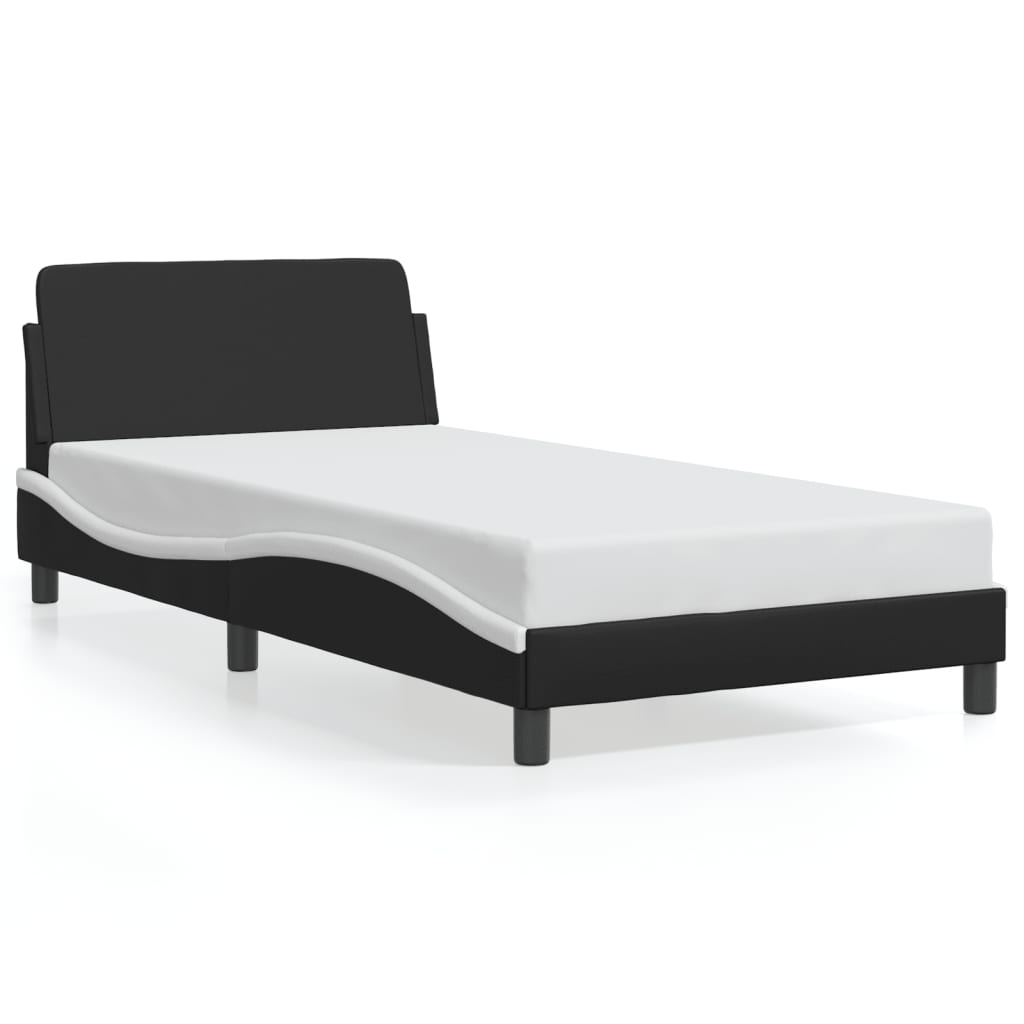Cadre de lit sans matelas noir et blanc 100x200 cm similicuir - XIOS