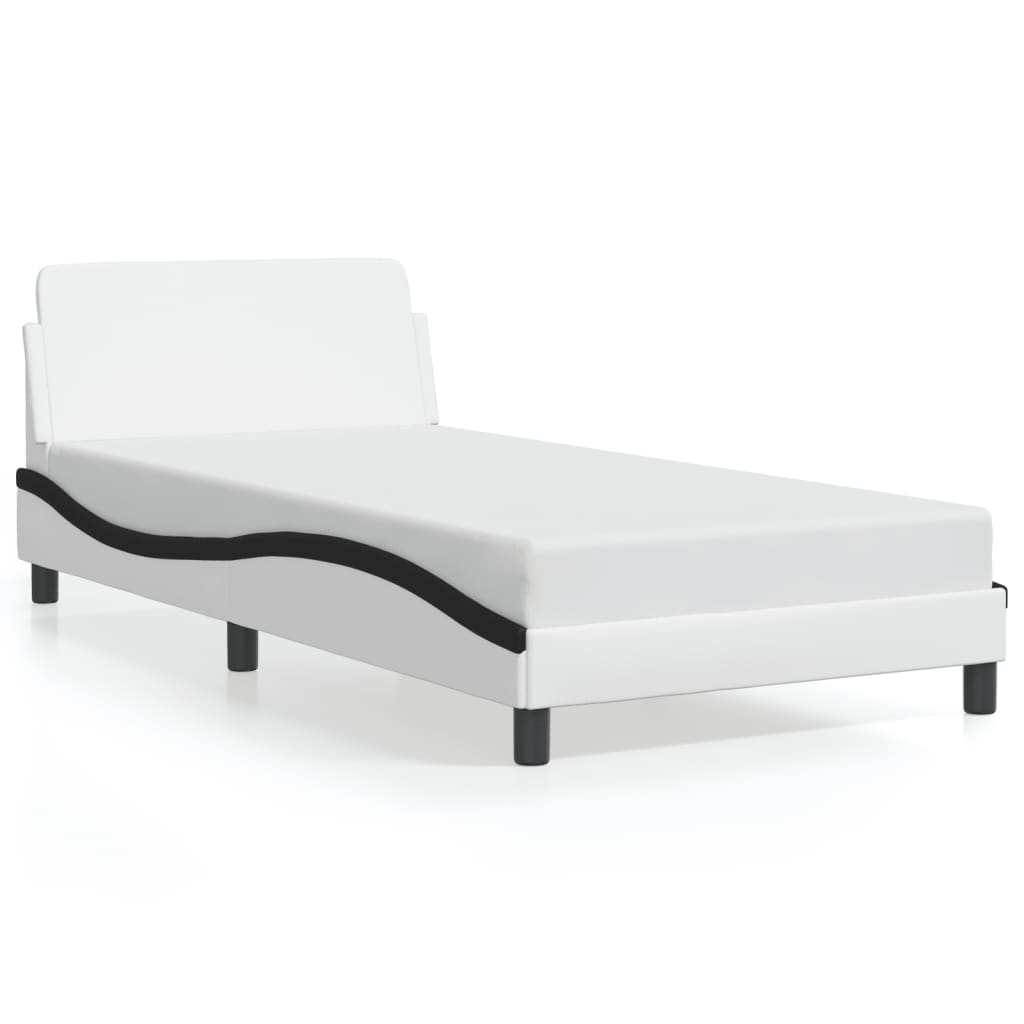 Cadre de lit sans matelas blanc et noir 100x200 cm similicuir - XIOS