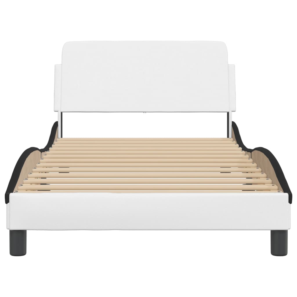 Cadre de lit sans matelas blanc et noir 100x200 cm similicuir - XIOS