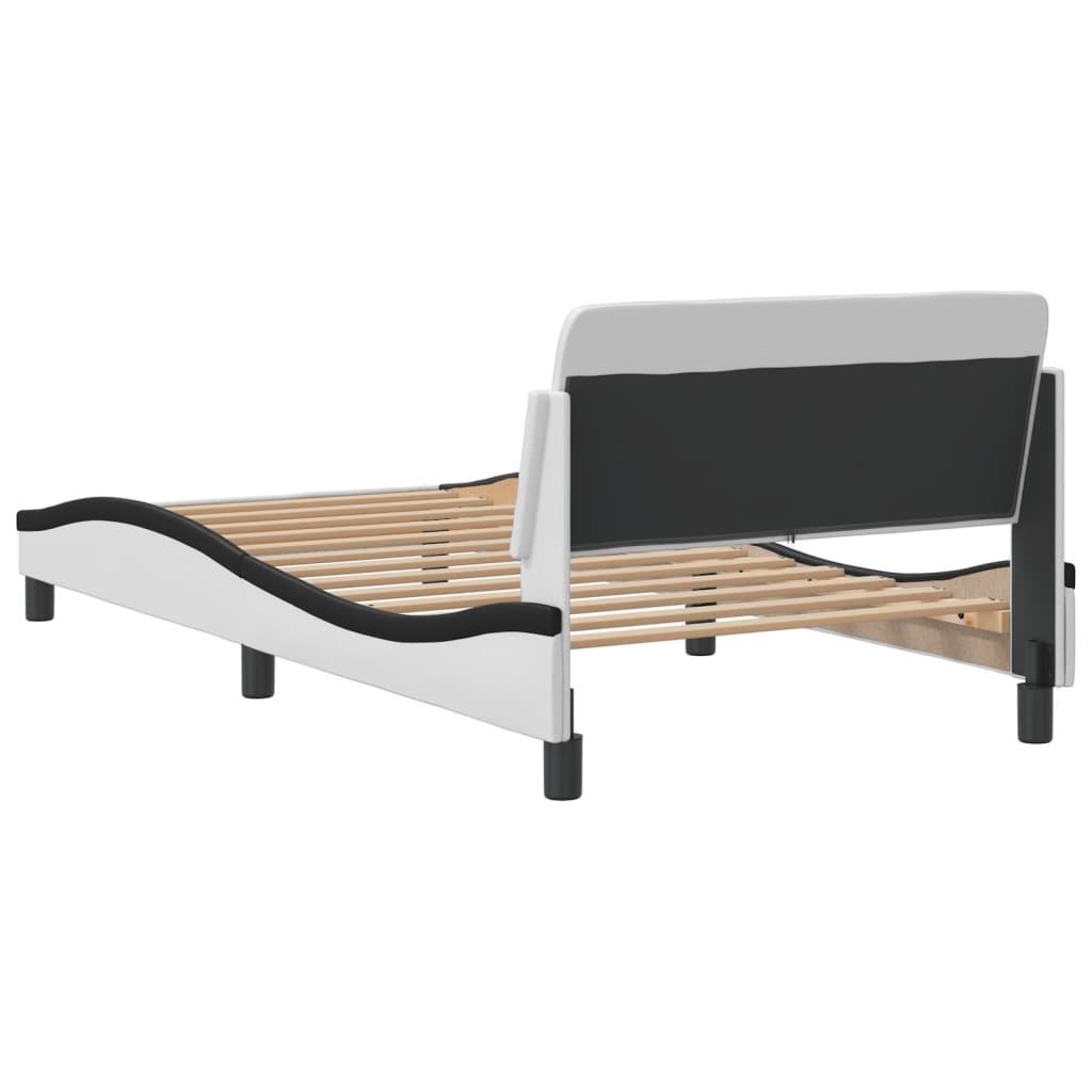 Cadre de lit sans matelas blanc et noir 100x200 cm similicuir - XIOS