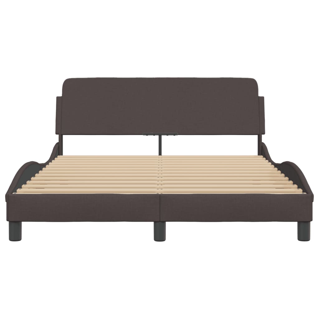 Cadre de lit sans matelas marron foncé 120x200 cm tissu - XIOS