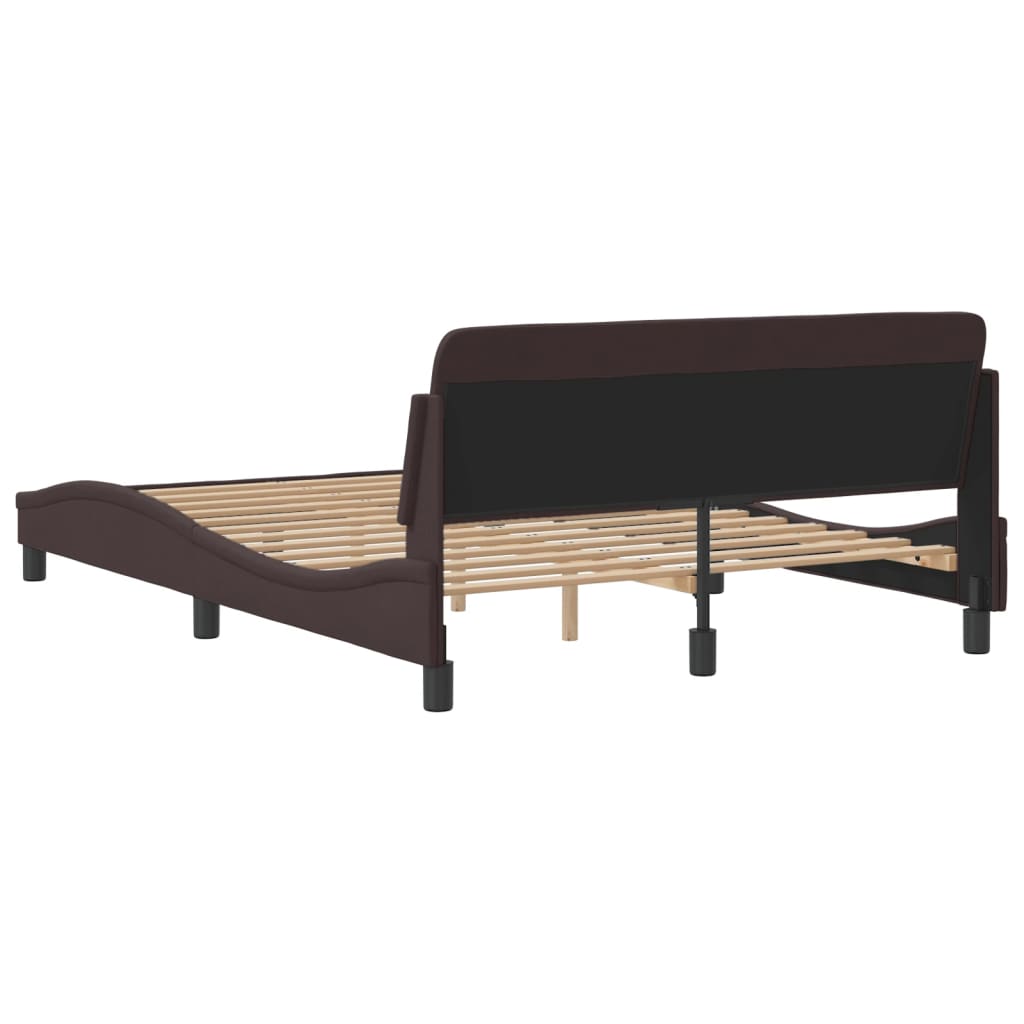 Cadre de lit sans matelas marron foncé 120x200 cm tissu - XIOS