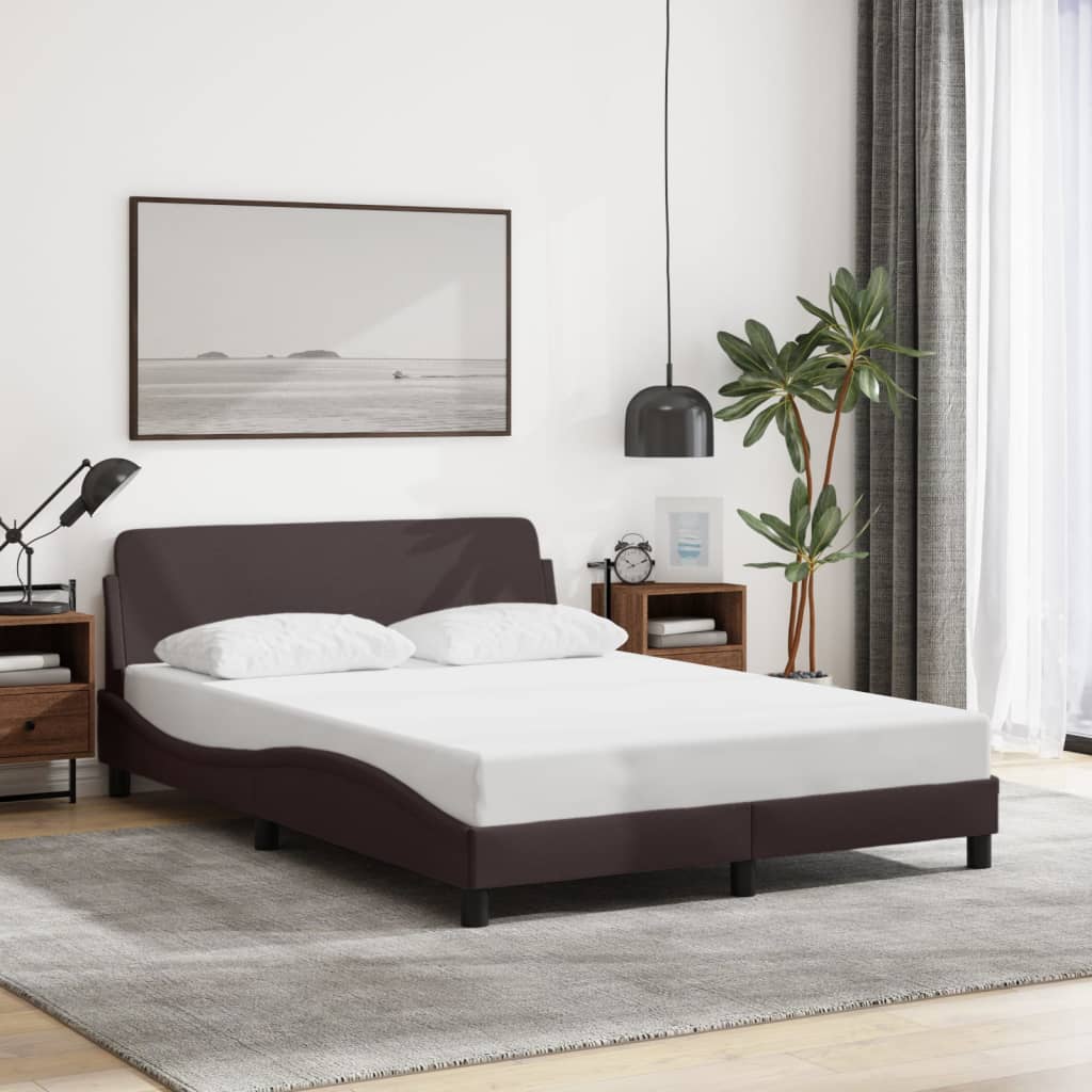 Cadre de lit sans matelas marron foncé 120x200 cm tissu - XIOS