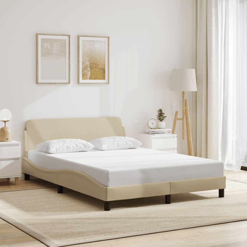 Cadre de lit sans matelas crème 120x200 cm tissu - XIOS