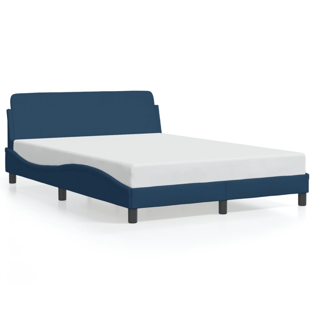 Cadre de lit avec tête de lit sans matelas bleu 120x200cm tissu - XIOS