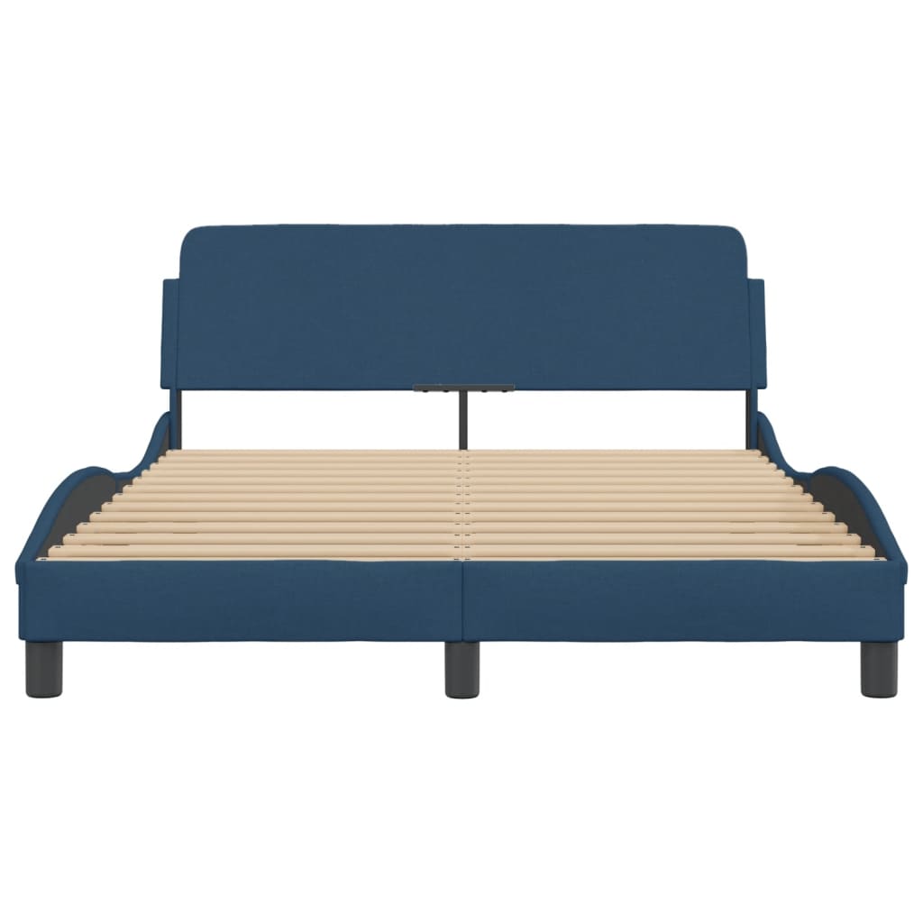 Cadre de lit avec tête de lit sans matelas bleu 120x200cm tissu - XIOS