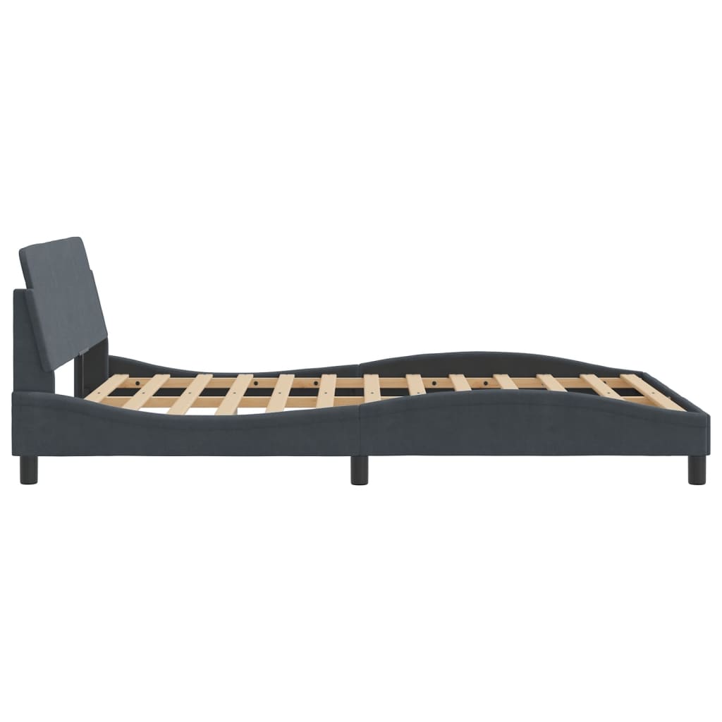 Cadre de lit sans matelas gris foncé 120x200 cm velours - XIOS