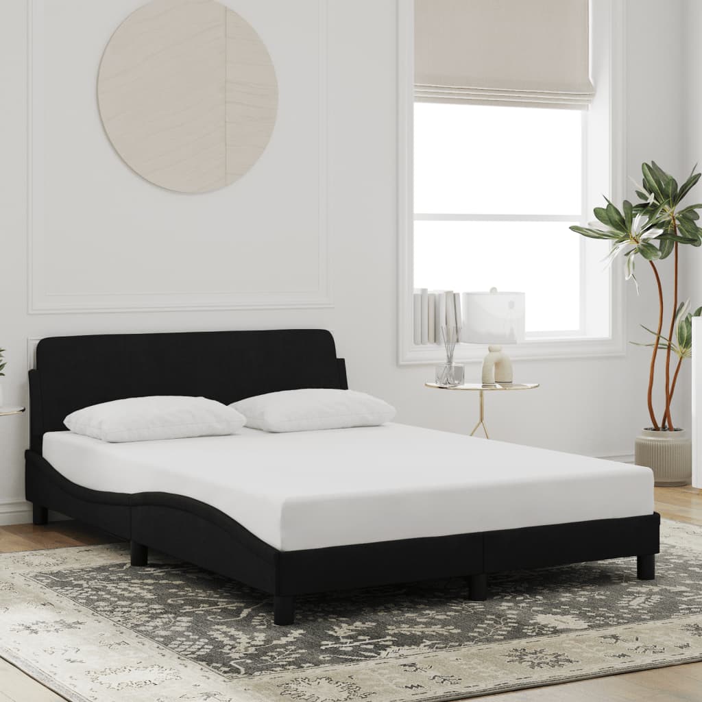 Cadre de lit sans matelas noir 120x200 cm velours - XIOS