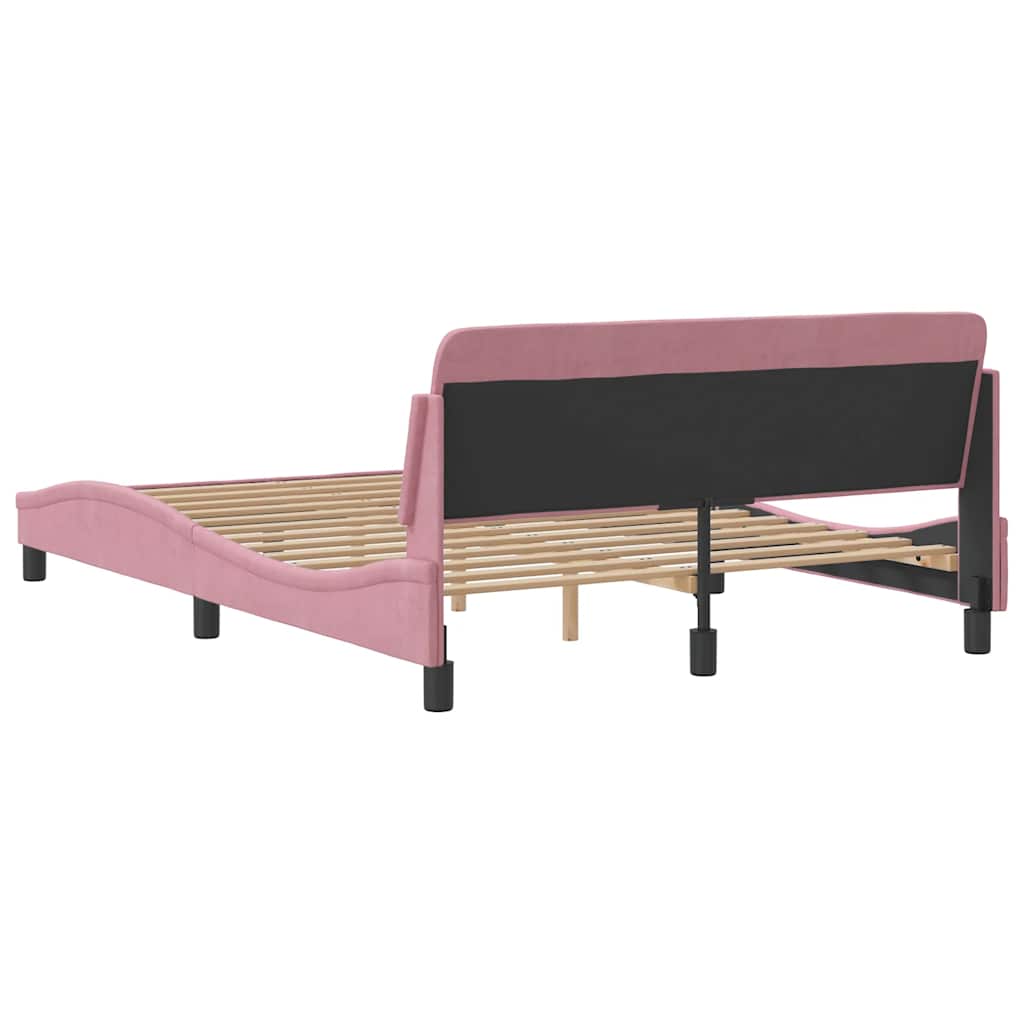 Cadre de lit avec tête de lit Dover rose 120x200cm velours