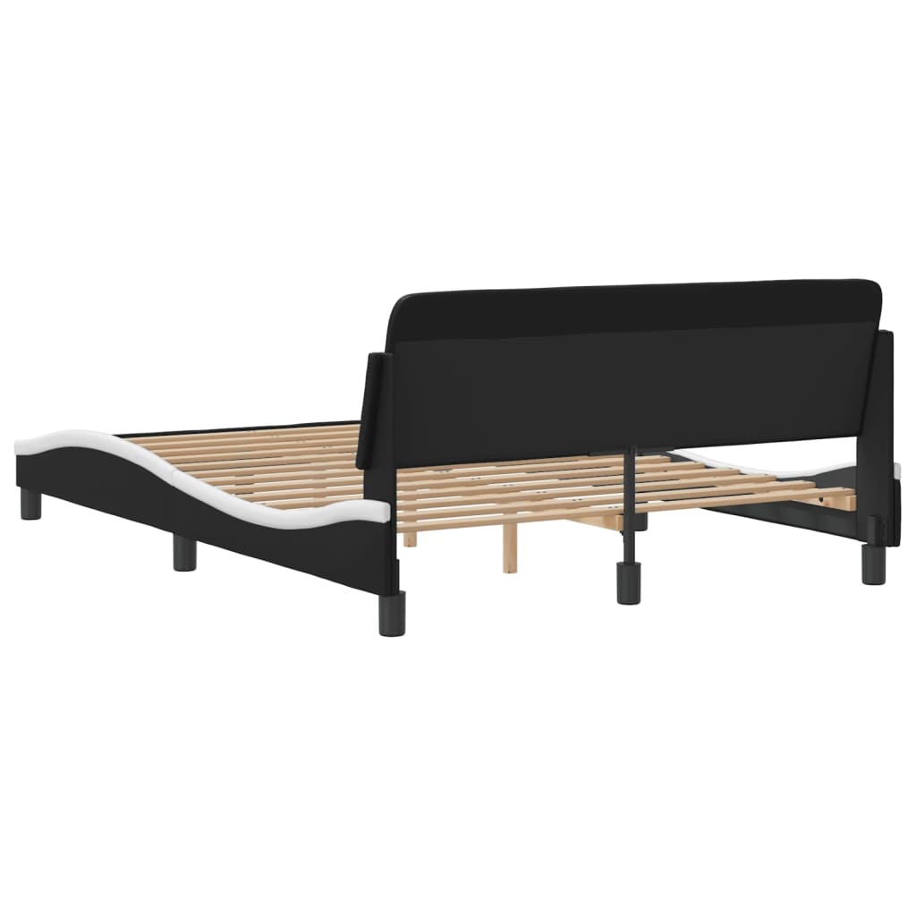 Cadre de lit sans matelas noir et blanc 120x200 cm similicuir - XIOS