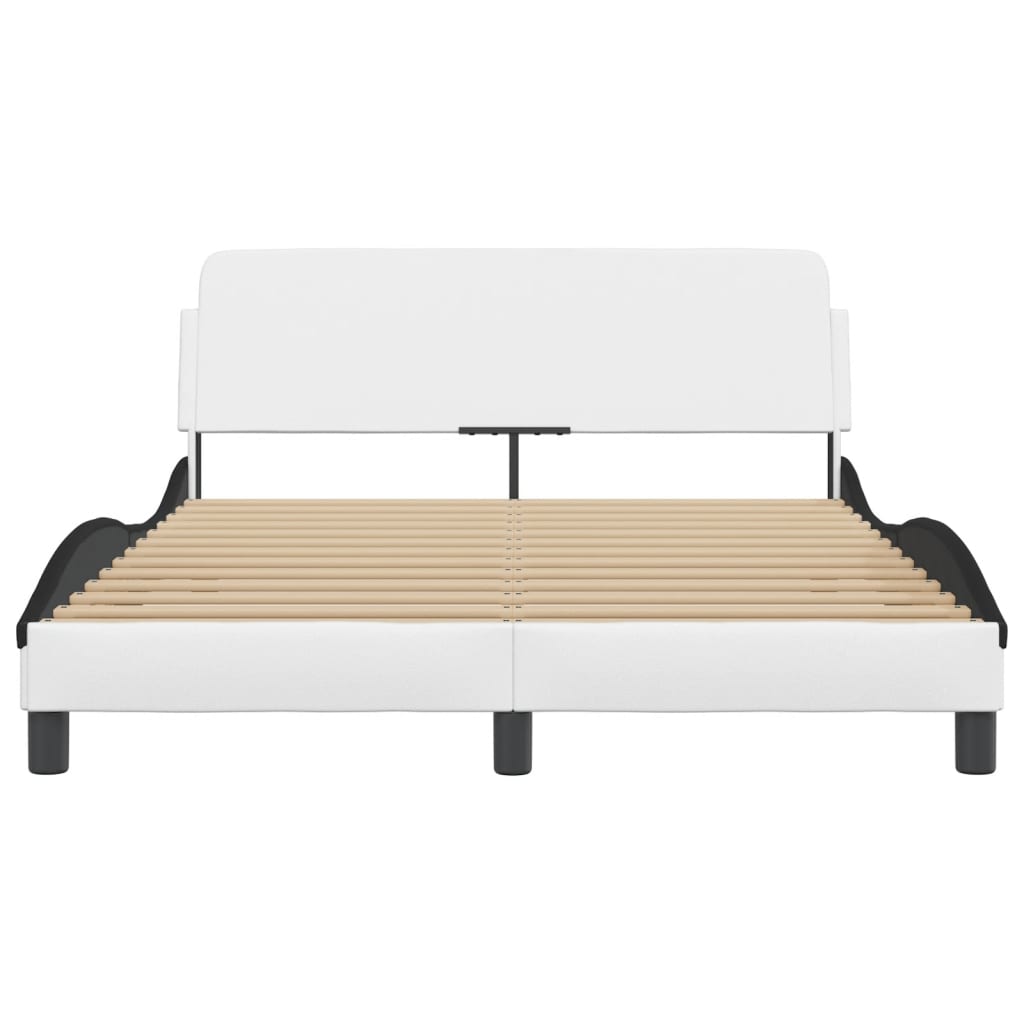 Cadre de lit sans matelas blanc et noir 120x200 cm similicuir - XIOS