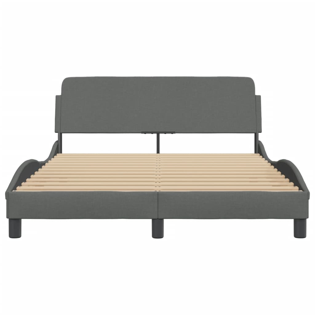 Cadre de lit sans matelas gris foncé 140x190 cm tissu - XIOS