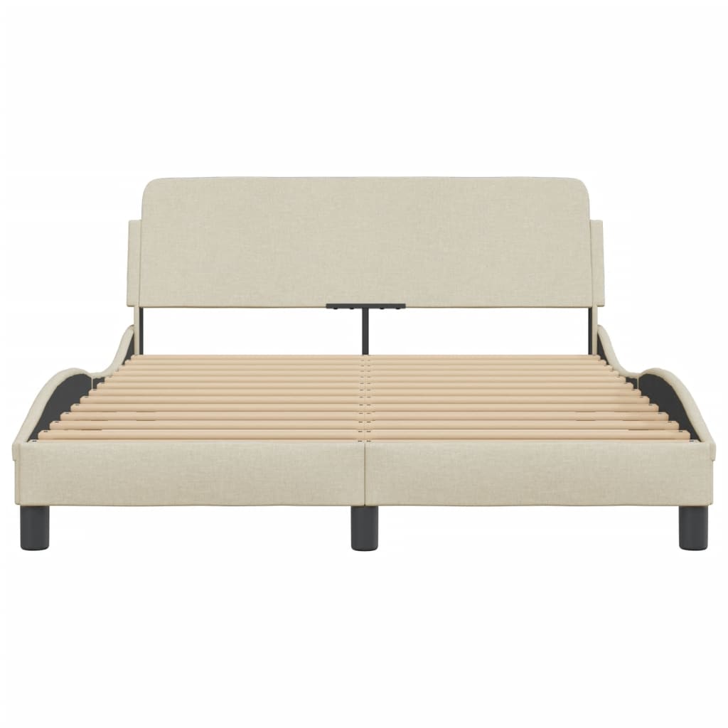 Cadre de lit sans matelas crème 140x190 cm tissu - XIOS