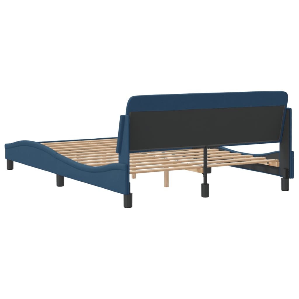 Cadre de lit avec tête de lit sans matelas bleu 140x190cm tissu - XIOS