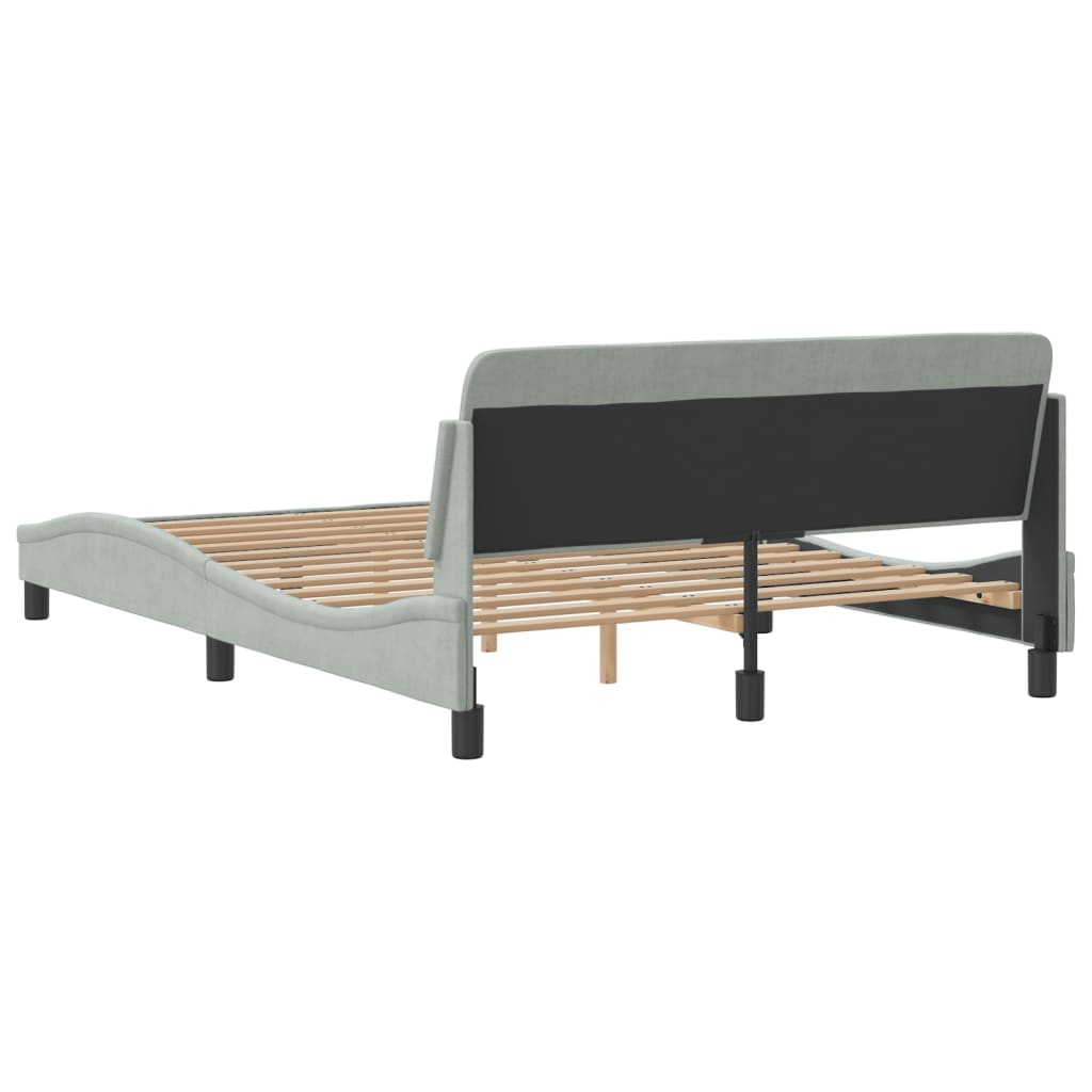 Cadre de lit sans matelas gris clair 140x190 cm velours - XIOS
