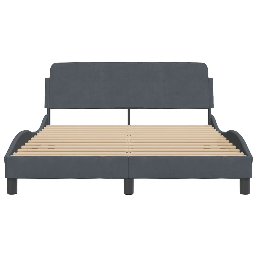 Cadre de lit sans matelas gris foncé 140x190 cm velours - XIOS
