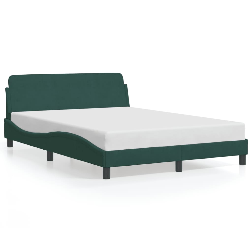 Cadre de lit sans matelas vert foncé 140x190 cm velours - XIOS
