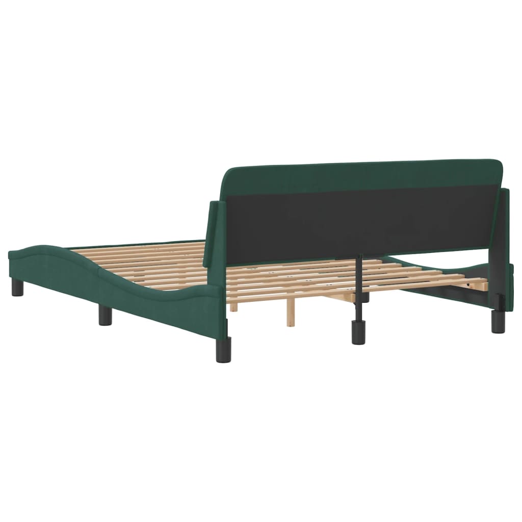 Cadre de lit sans matelas vert foncé 140x190 cm velours - XIOS