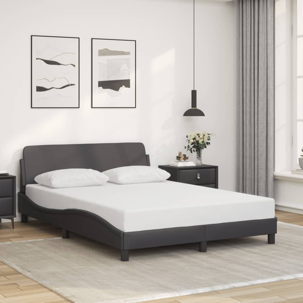 Cadre de lit sans matelas gris 140x190 cm similicuir - XIOS