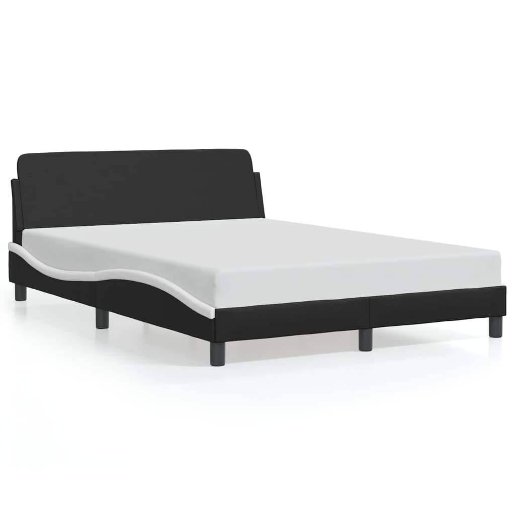 Cadre de lit sans matelas noir et blanc 140x190 cm similicuir - XIOS